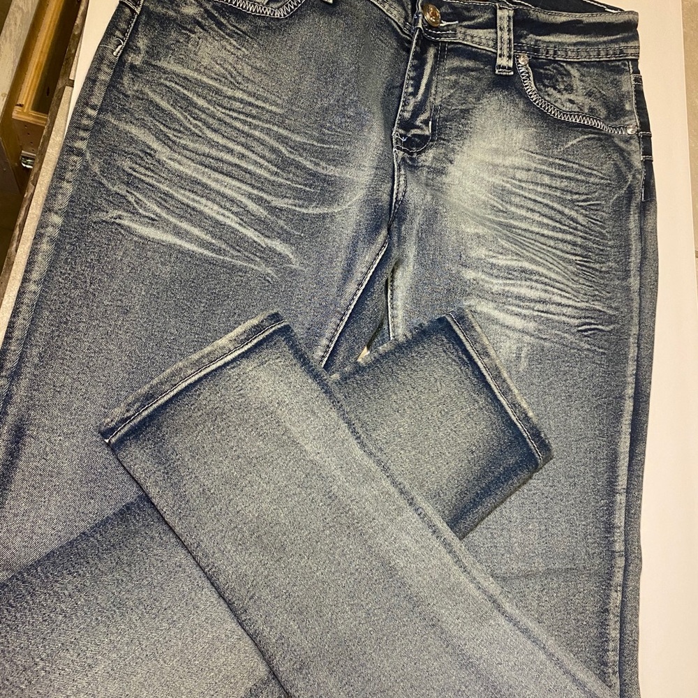 SKINNY DEEP BLUE JEANS SIZE 15! WASH OFF BLUE!! - Picture 4 of 9